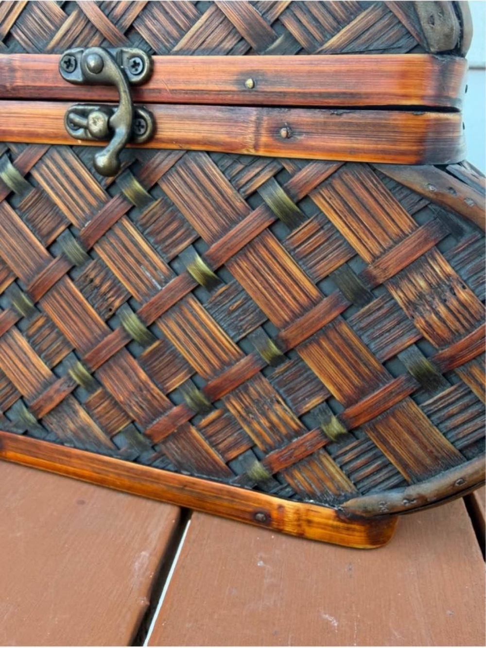 Two Woven Rattan Wood Storage Boxes - Picture 6 of 9